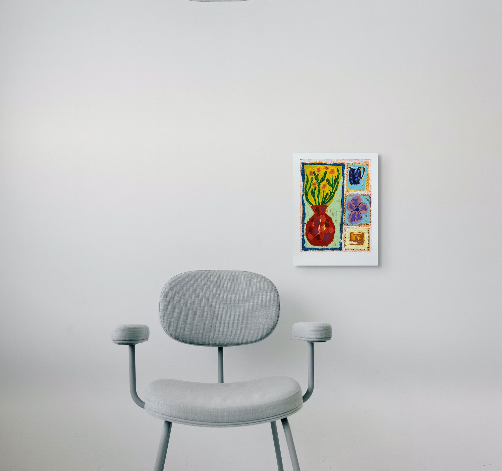 JARRÓN, FLOR Y CAFETERA